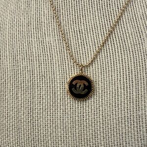 stainless steel Black and Gold Logo Pendant gold tone chain Necklace